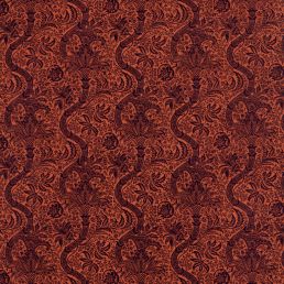 Indian Flock Velvet Fabric Russet/Mulberry