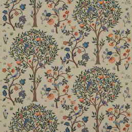 Kelmscott Tree Embroidery Fabric Russet/Forest