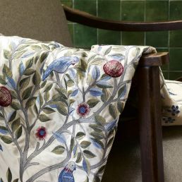 Kelmscott Tree Embroidery Fabric Woad/Rose