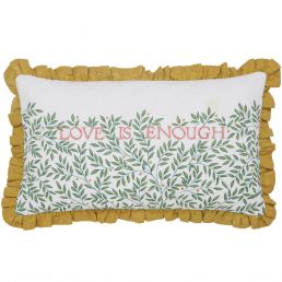 Love Is Enough Cushion, Evergreen & Coral Evergreen & Coral