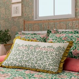 Love Is Enough Cushion, Evergreen & Coral Evergreen & Coral