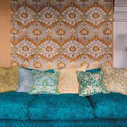 Marigold Fabric Navy/Turquoise