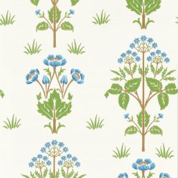 Meadow Sweet Wallpaper Cobalt/Grass green