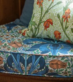 Monkshood Fabric Tangerine/Sage