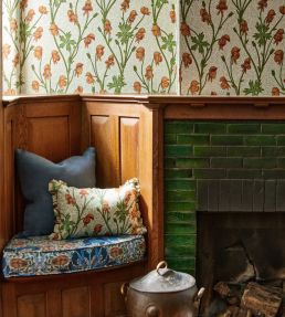 Monkshood Wallpaper Tangerine/Sage