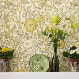 Pink & Rose Wallpaper Cowslip/Fennel