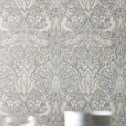 Pure Dove & Rose Wallpaper Grey Blue