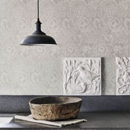 Pure Poppy Wallpaper Dove/Chalk