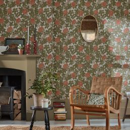 Rambling Rose Wallpaper Leafy Arbour/Pearwood