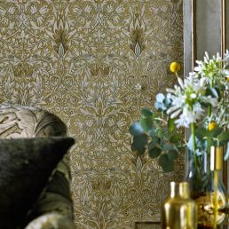 Snakeshead Wallpaper Charcoal/Spice