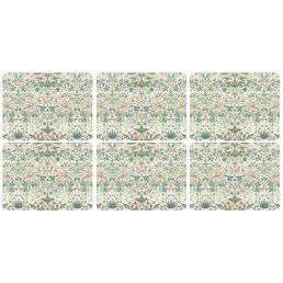 Strawberry Thief Placemats Set of 6, Green Green