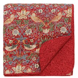 Strawberry Thief Quilted Throw, Crimson Crimson