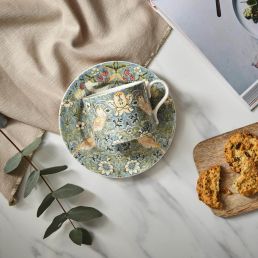 Strawberry Thief Teacup & Saucer, Blue Blue