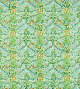 Woodland Weeds Fabric Orange/Turquoise